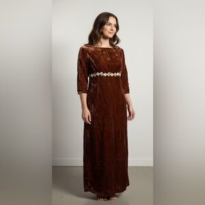 VTG Lorrie Deb Elegant Brown Velvet Dress
